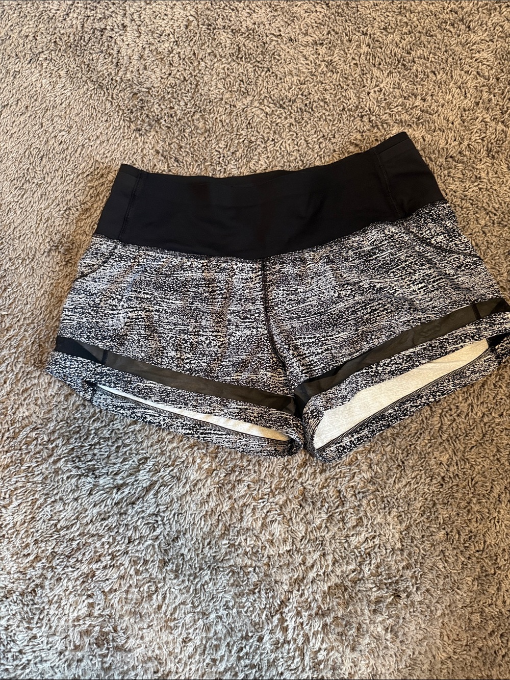 lululemon athletica Black Waistband with Marled Gray Athletic Shorts